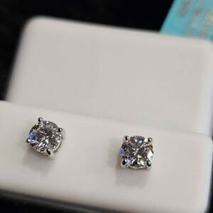 .85CTW VVSD Moissanite Solitaire Earrings in .925 sterling silver